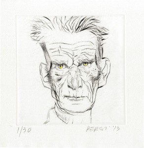 Samuel Beckett, 2013. Ceramolle e puntasecca, intervento all_acquarello